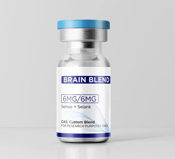 Growth Guys Semax / Selank Blend 6mg/6mg research peptide vial with blue flip-top cap