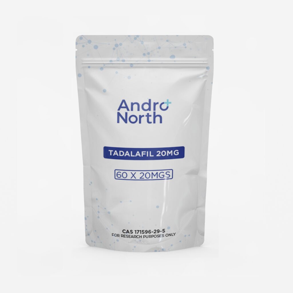 Andro North Tadalafil 20mg resealable white pouch containing 60 tablets
