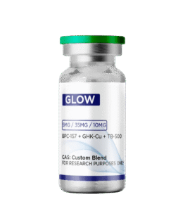 Glow Blend containing BPC 157 5mg, GHK Cu 35mg, and TB 500 10mg